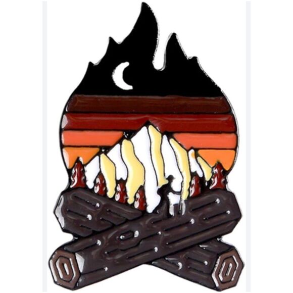 Campfire Nature Mountain Enamel Pin Badge - Picture 1 of 2